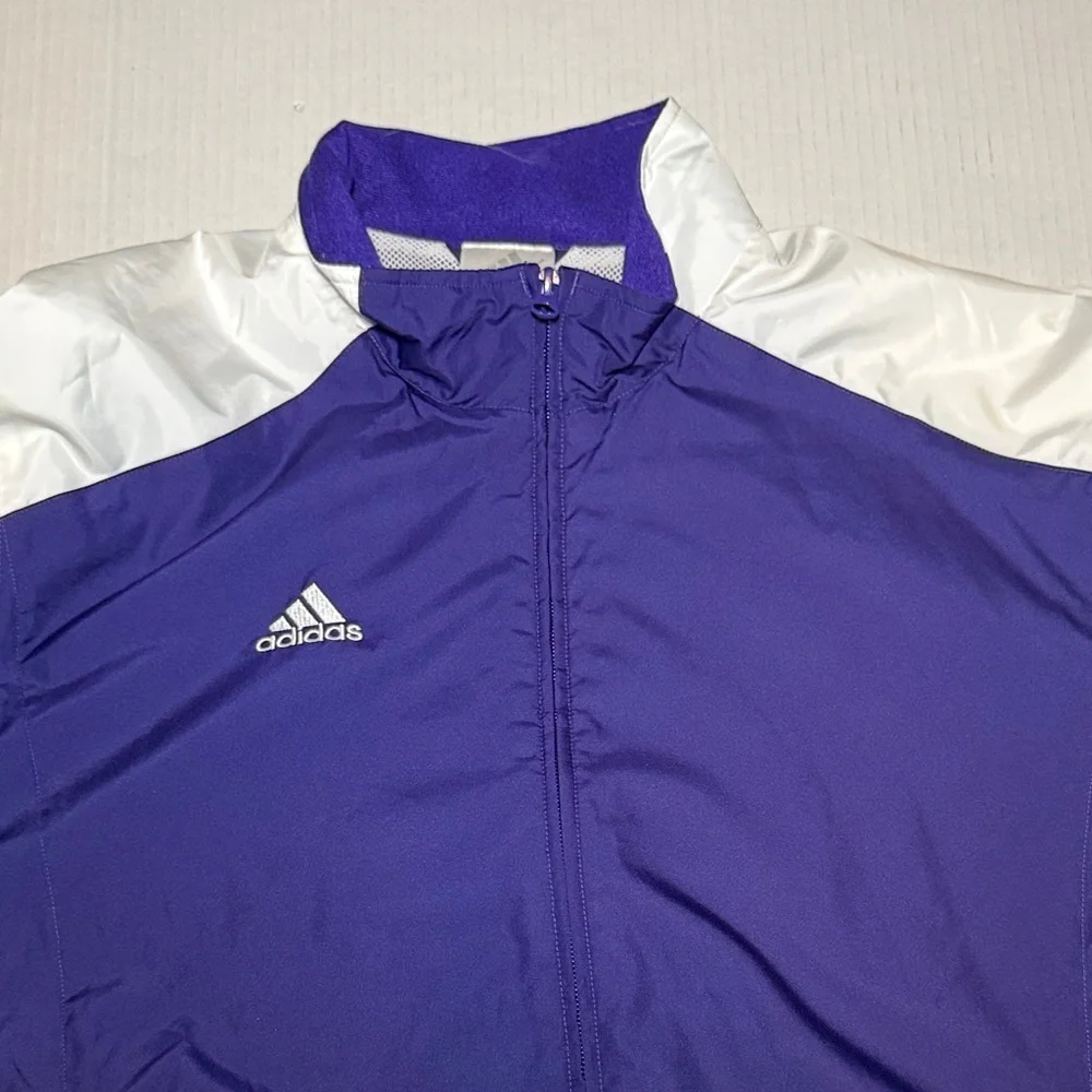 Adidas Men's Windbreaker Zip Jacket Medium Purple White Vintage